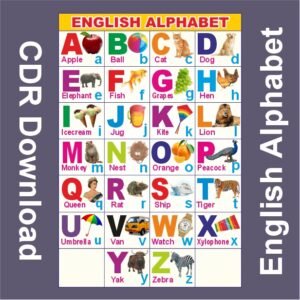 English Alphabet Chart CDR File | Kids A-Z Alphabet Learning Chart ...